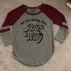 Star Wars Burgundy and Gray 3/4 sleeve Top